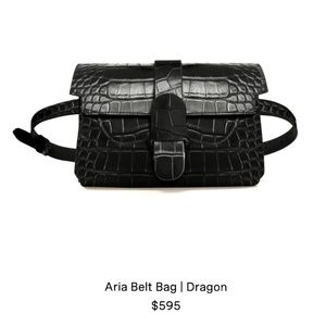 SENREVE Aria Black Leather Croc-Embossed Belt Bag New With Tags